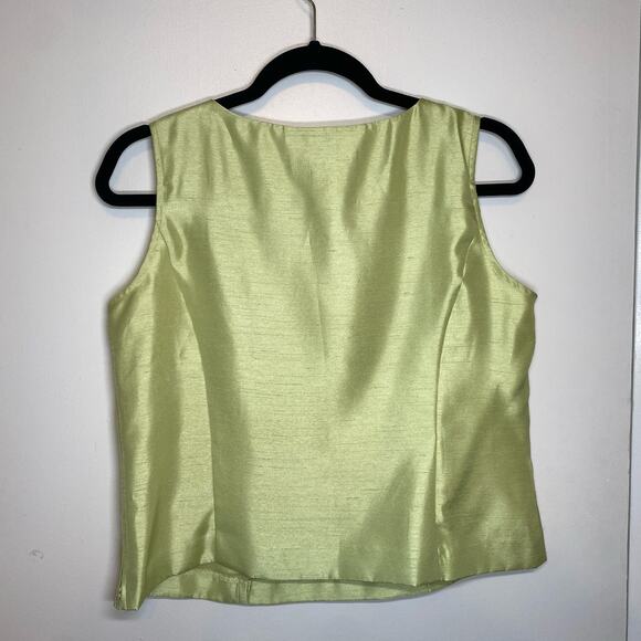 Prophecy by Sag Harbor Y2K Lime Green shiny cropped tank size 8 Petite - Picture 3 of 10